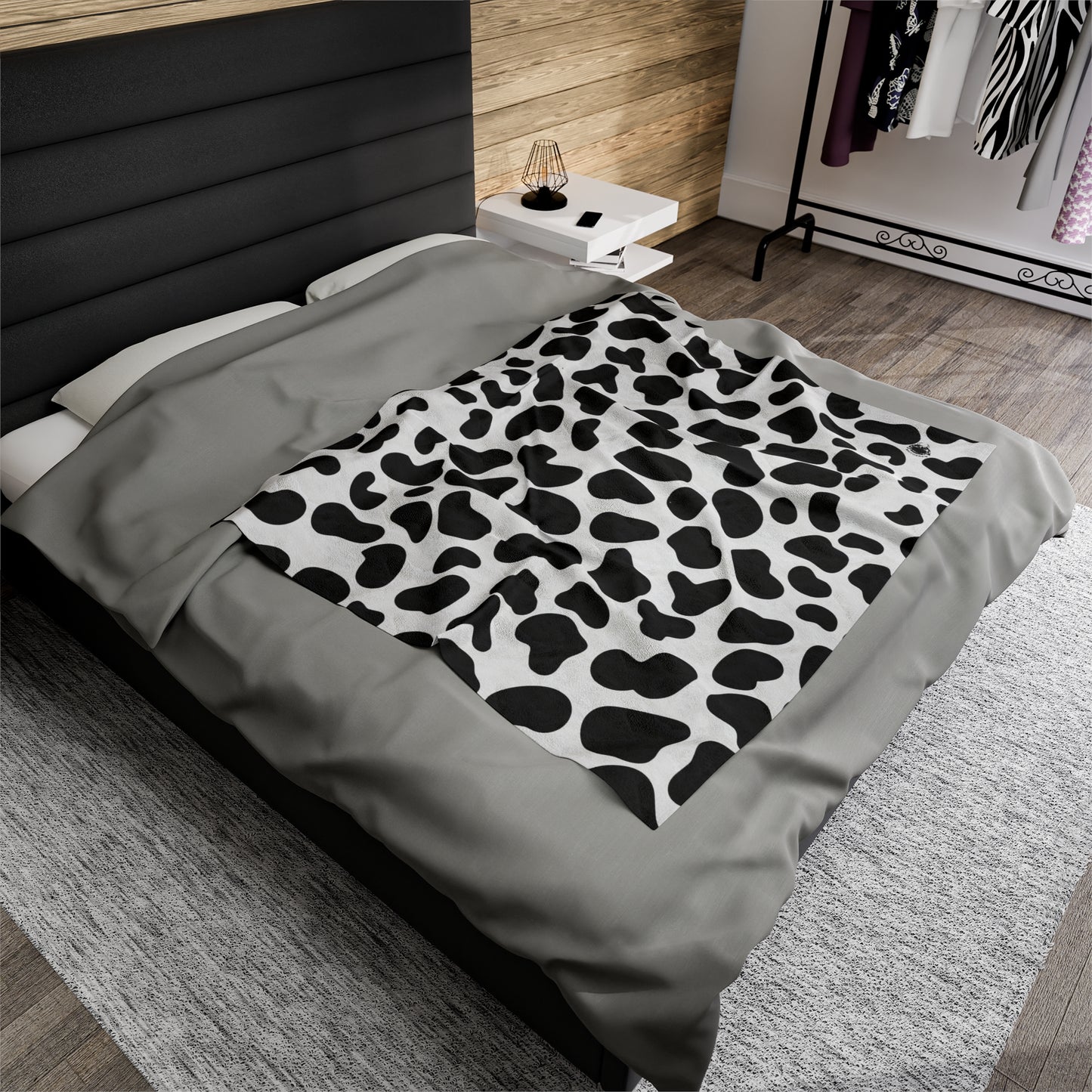 Moo Moo Cowprint Velveteen Plush Blanket